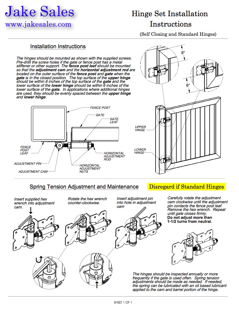 vinyl fence gate hinge instructions